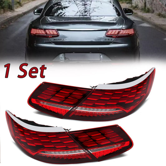 LED Tail Lights Upgrade Red Lens for Mercedes Benz S Class Coupe W217 C217 14-18