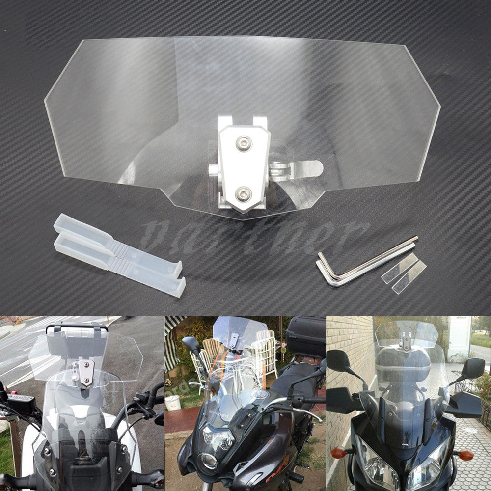 Adjustable Clip On Windshield Extension Spoiler Wind Deflector For Motorcycle Q