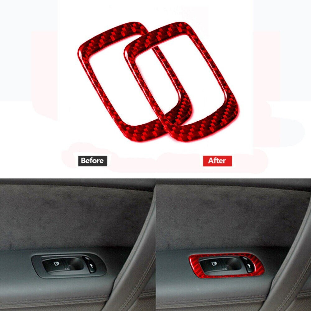 2Red Carbon Fiber Rear Window Switch Panel Cover Trim for Cayenne 03-10 n