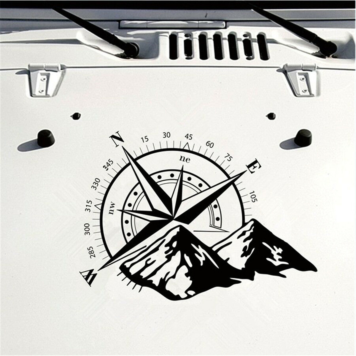 Car Compass Mountain Pattern Vinyl Decal DIY Hood Body Window Sticker Decoration