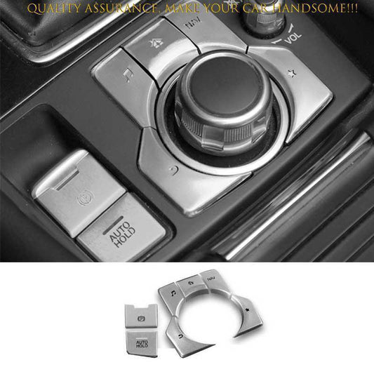 for Mazda CX-5 CX5 17-24 Silver Allloy Center Console Multimedia Cover Sticker