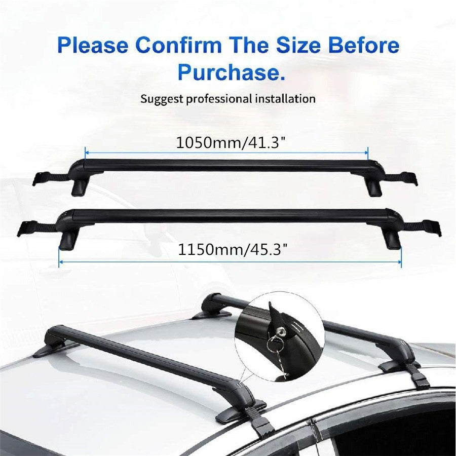 Lockable Car Roof Rack Cross Bar Side Rails Bars Luggage Carrier Kits Universal Q