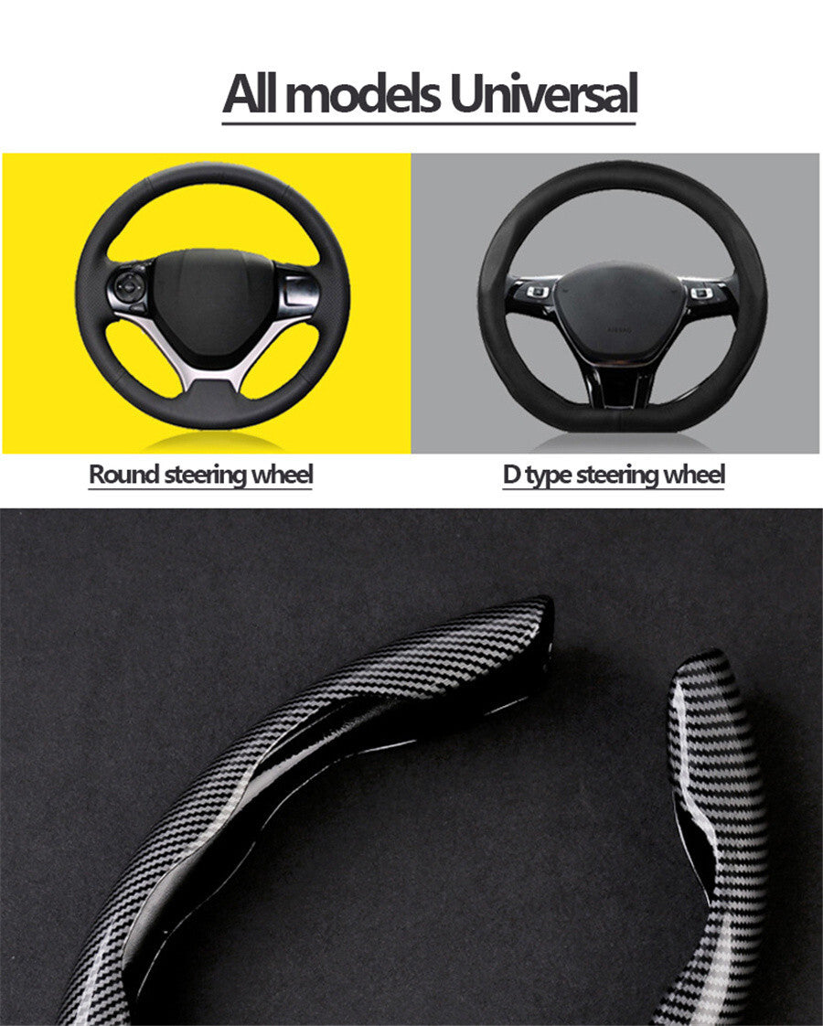38cm Car Steering Wheel Booster NonSlip Cover Carbon Fiber Look Protect Interior Q