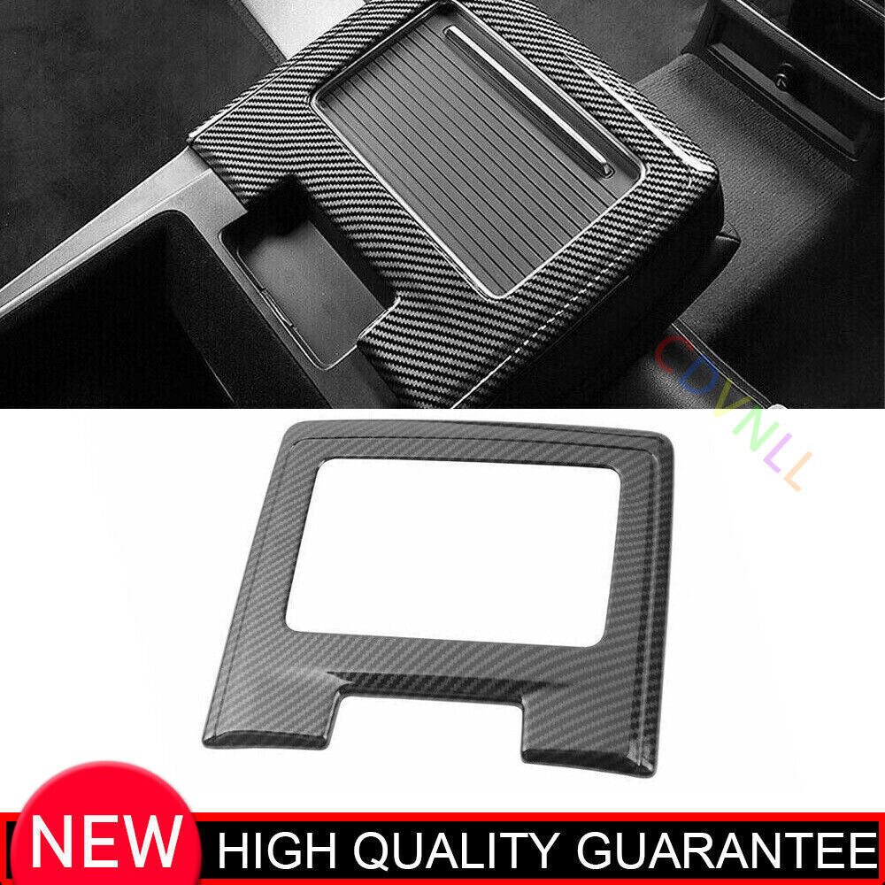 for Audi A6 A7 2019-2024 ABS Carbon Fiber Inner Rear Storage Box Cover Trim 1Pcs