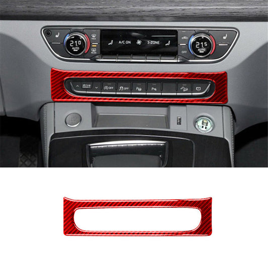 for Audi Q5 2018-2021 Red Carbon Fiber Central Console Switch Frame Cover Trim