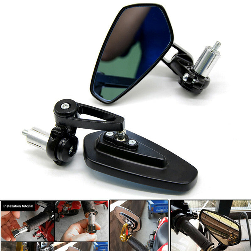Motorcycle Handlebar Bar End Mirrors Rearview Mirror Universal 7/8 22mm Handle