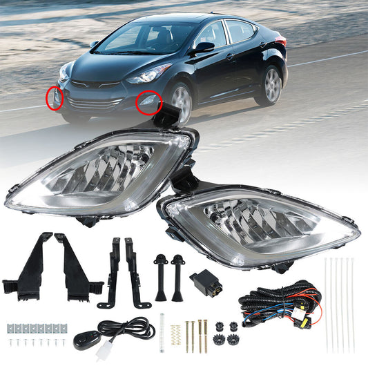 Suitable for 2011-2013 for Hyundai for Elantra transparent fog light front bumper light strip switch + wiring - n