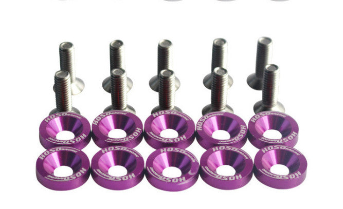 10 PCS PURPLE BILLET ALUMINUM FENDER BUMPER WASHER BOLT ENGINE BAY DRESS UP KIT