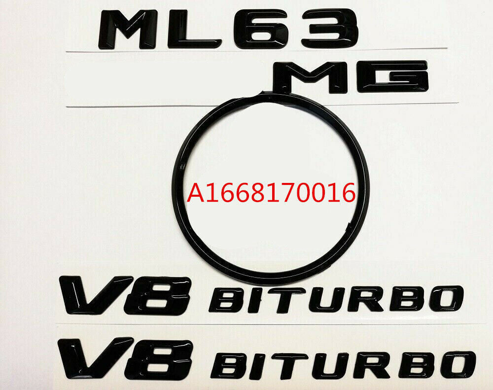 Suitable for MERCEDES W166 ML63 GLOSS, black rear ML63+AMG+STAR+V8 BITURBO badge 2012-15