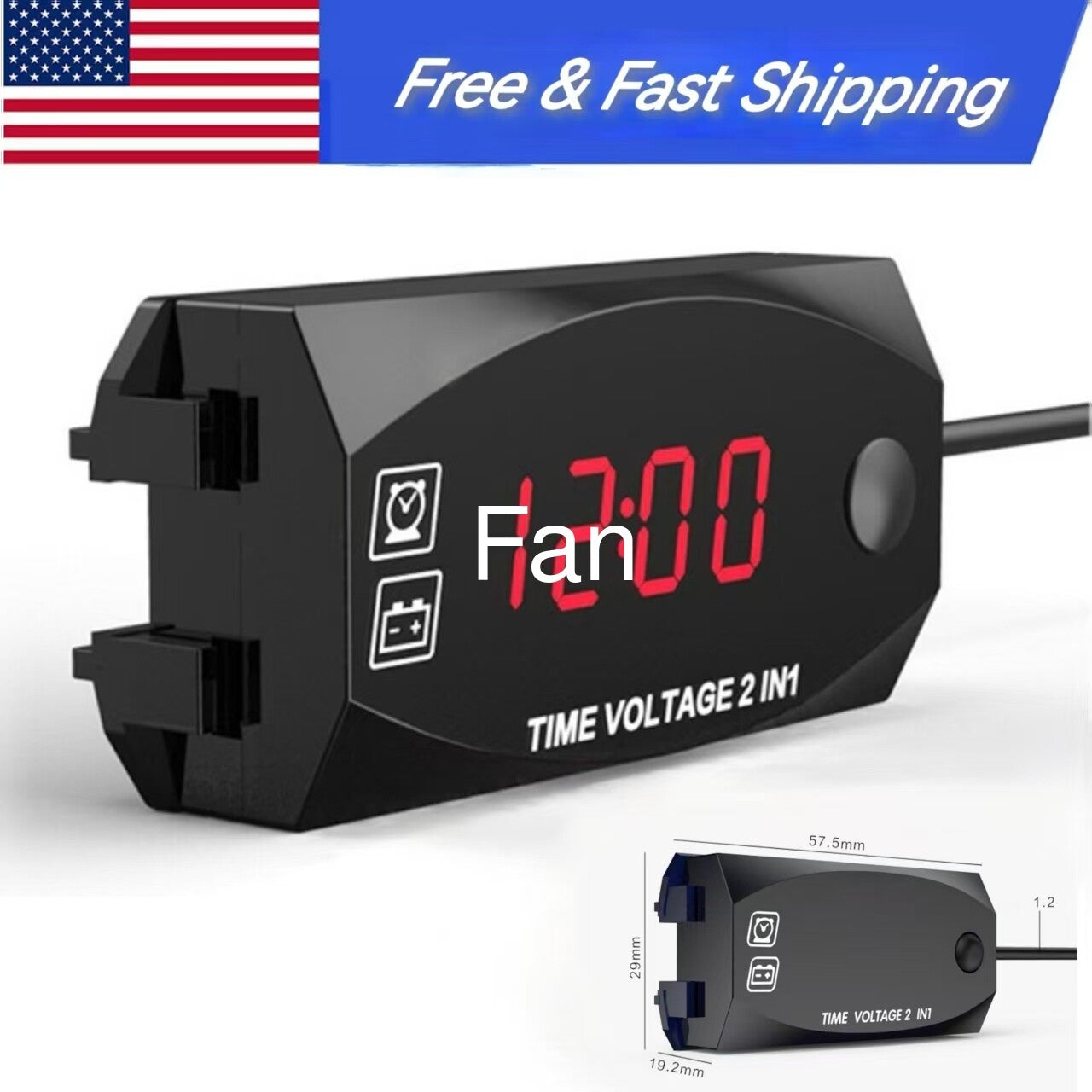 Digital LED Voltmeter Voltage Time Clock Gauge In-dash Meter For Car Motorcycle Q