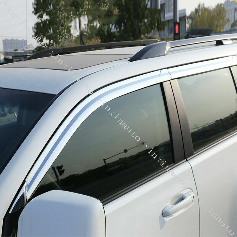Chrome Window Vent Visor Sun Rain Deflector Guard 6pc for Toyota Prado 2010-2021