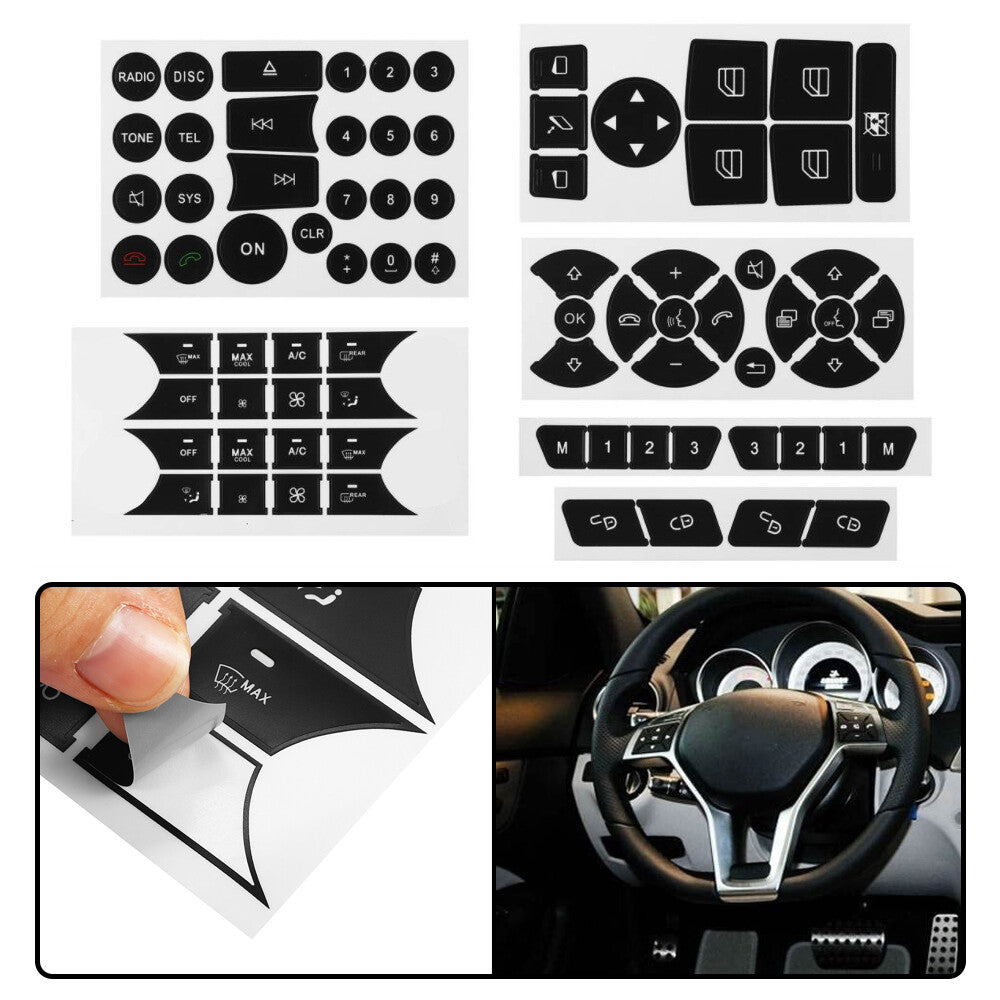 AC Control Radio Dash Button Repair Kit Sticker for Mercedes-Benz 2007-2014