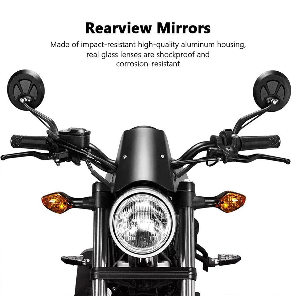 for Kawasaki W800 Motorcycle Round Side Mirrors Long Stem Black Rearview HD