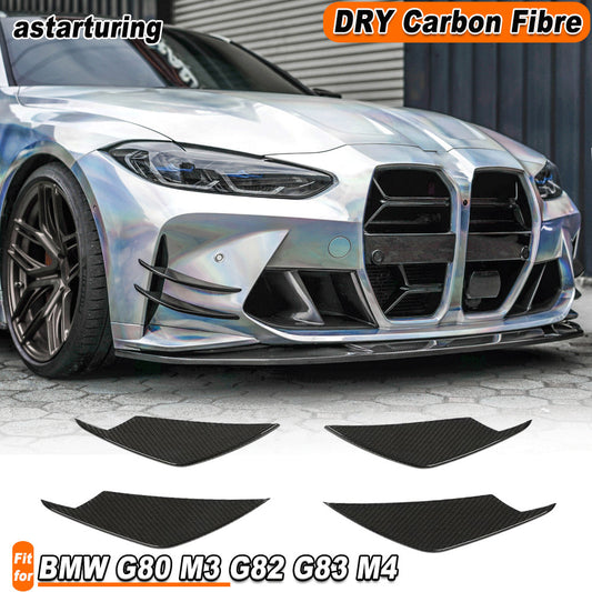 for BMW G80 M3 G82 G83 M4 2021-22 DRY CARBON Front Bumper Splitters Canard Fins