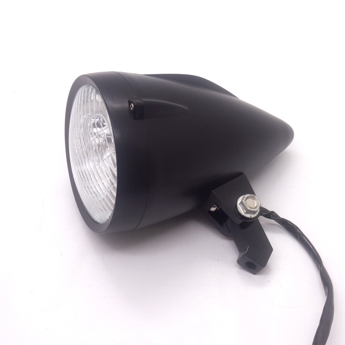 Black LED Bullet Headlight With White Angel Eyes Light for Harley Chopper Bobber Q