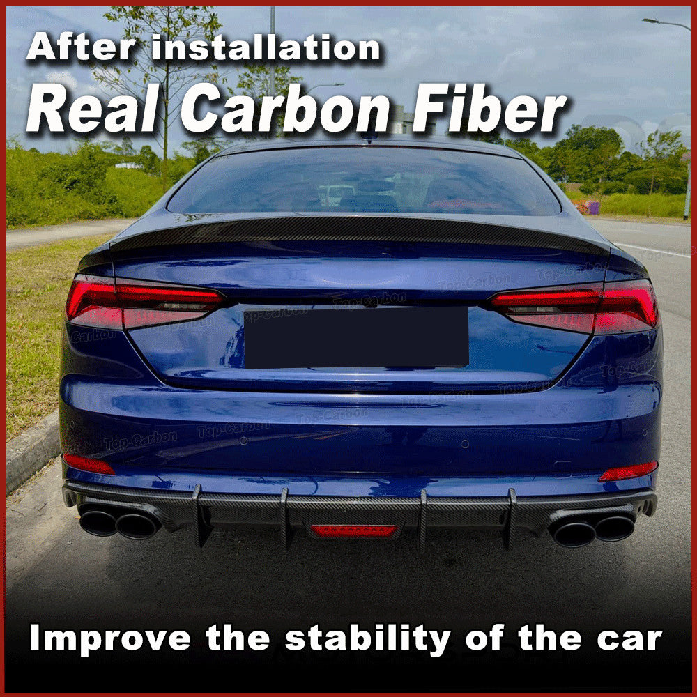 for Audi A5 B9 Sline S5 2017-2020 REAL Carbon Rear Bumper Lip Diffuser Spoiler