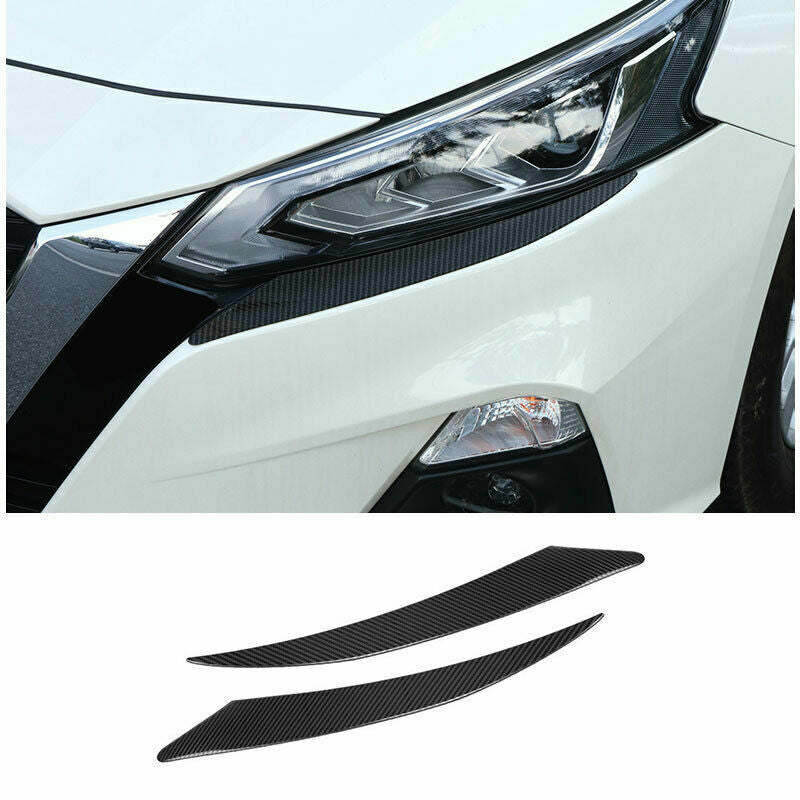 for Nissan Altima 2019-2022 Carbon Fiber Steel Front Headlight Lamp Eyebrow Trim