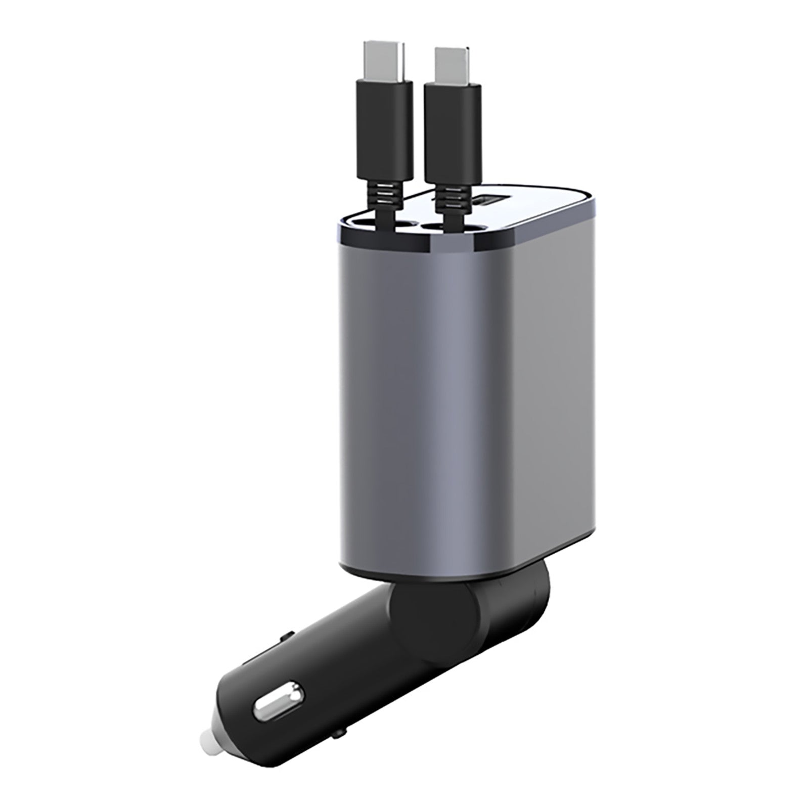 4in1 Retractable Car Charger Cable Dual Ports USB C PD Fast Charging Adapter NEW