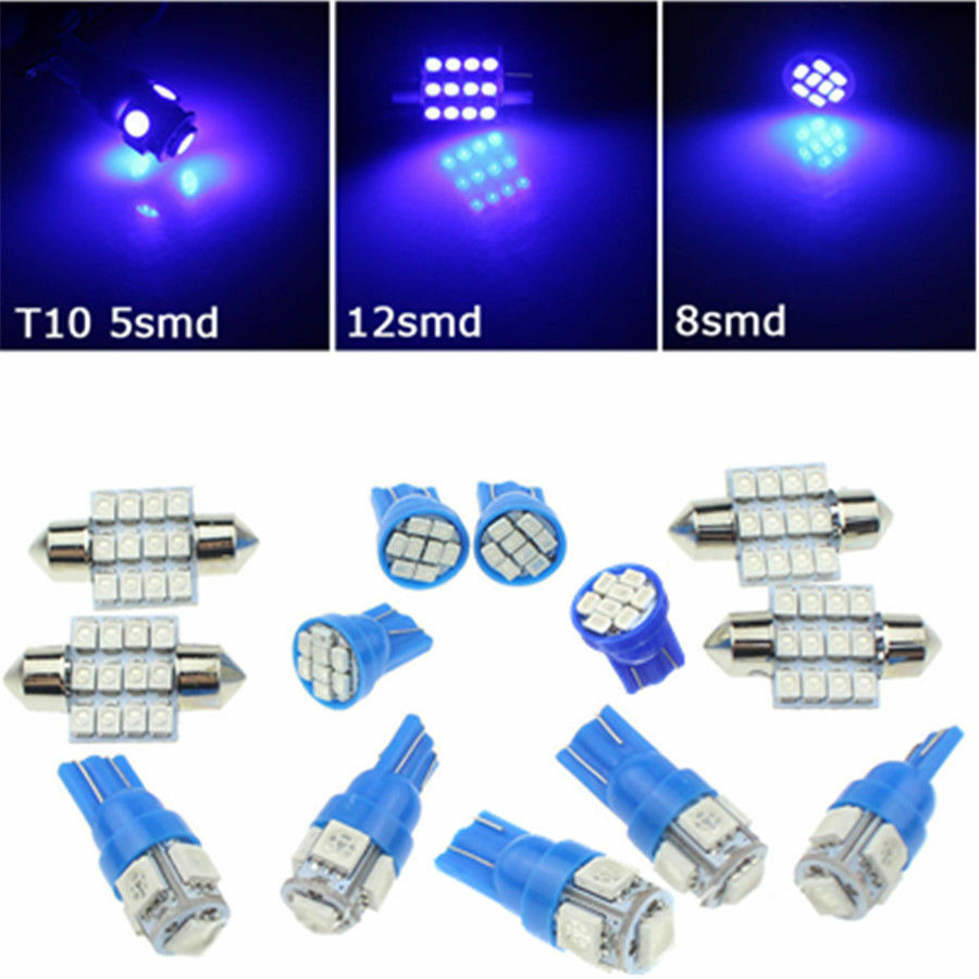 13x Blue LED Light Interior Package Kit For Dome Map License Plate Lamp Bulbs Q