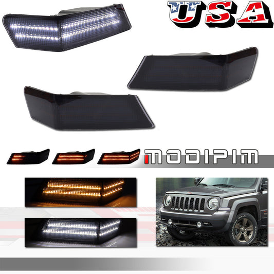 2-piece pack of smoke corner lights DRL turn signal for Jeep Patriot 2007-2017- v