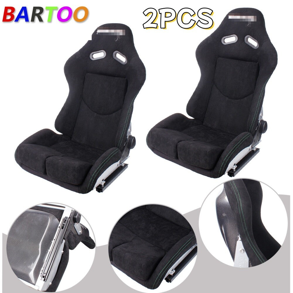 Pair Universal Adjustable Backrest Racing for Seat  Real Carbon Fiber Shell Q