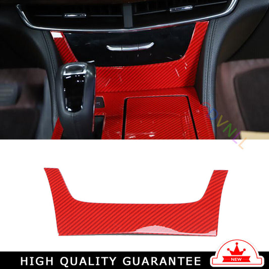 for Cadillac CT6 2016-20 Red Carbon Fiber Inner Center Console Button Frame Trim