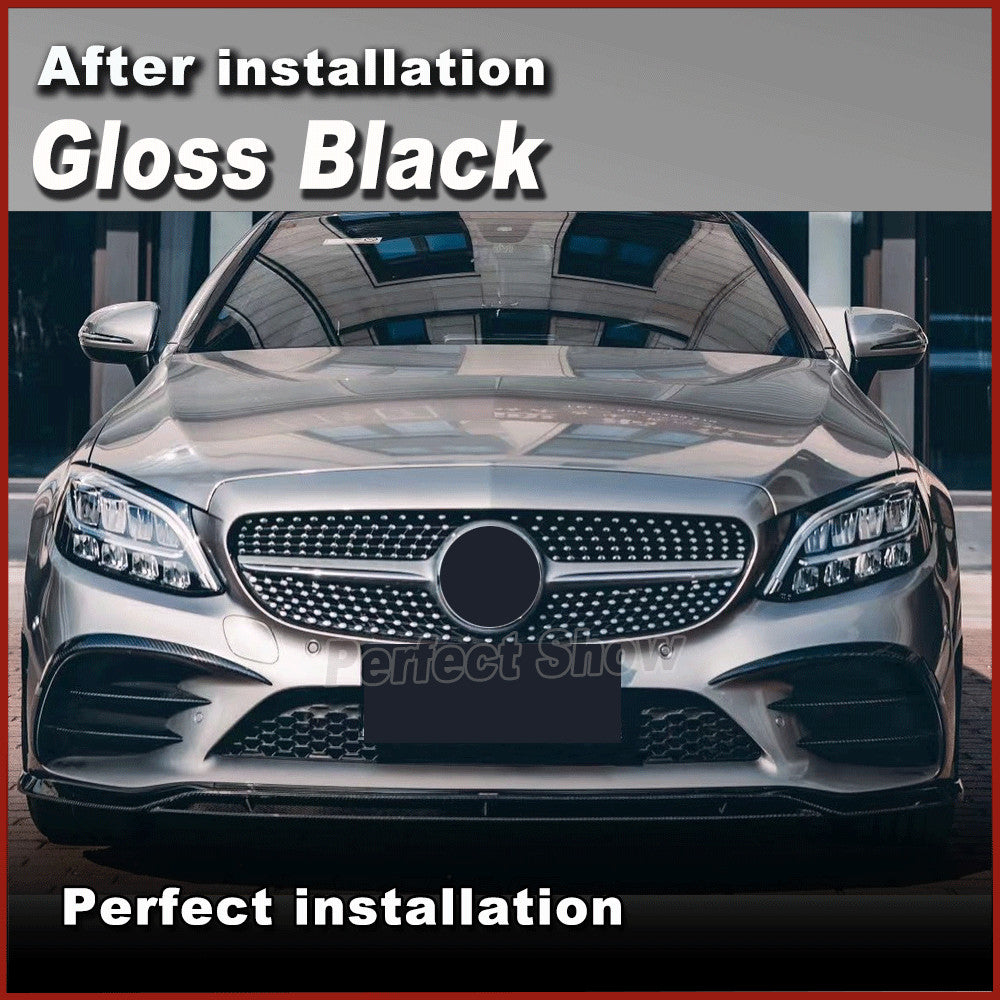 for Benz W205 C205 C43 2019-2021 Gloss Black Front Bumper Lip Spoiler Splitter
