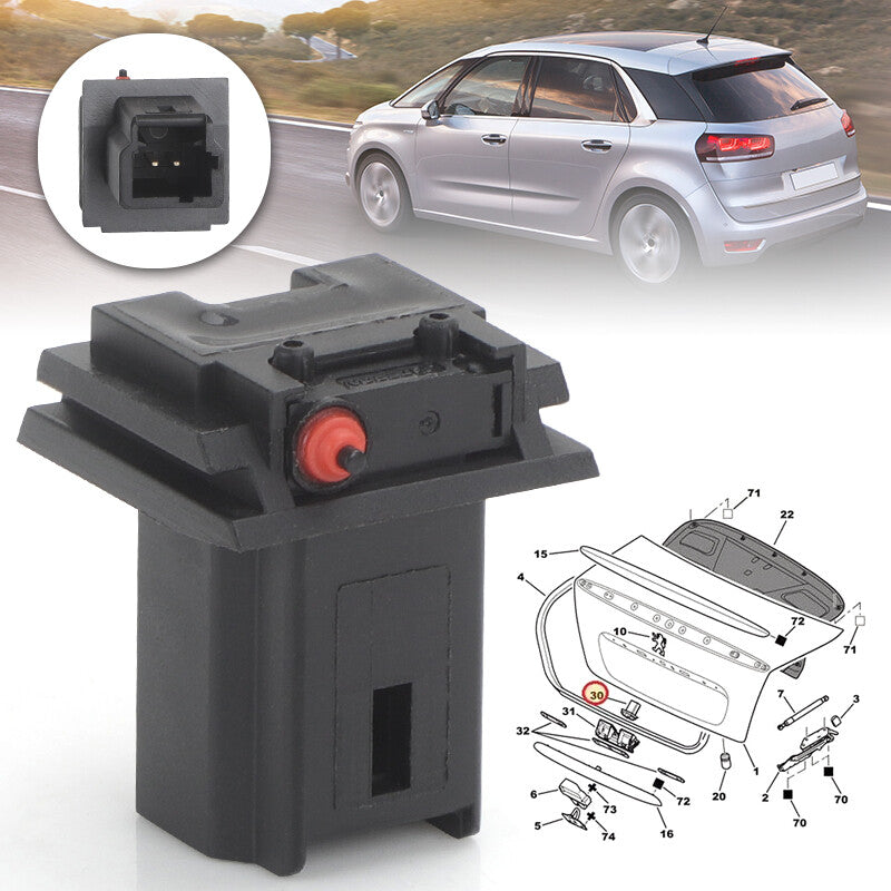 Rear Tailgate Boot Micro Switch Black for Citroen C3 Xsara Picasso C4 C4 Picasso