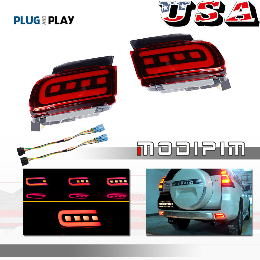 Red lens LED rear bumper reflector taillights suitable for 10-19 for Land Cruiser - v