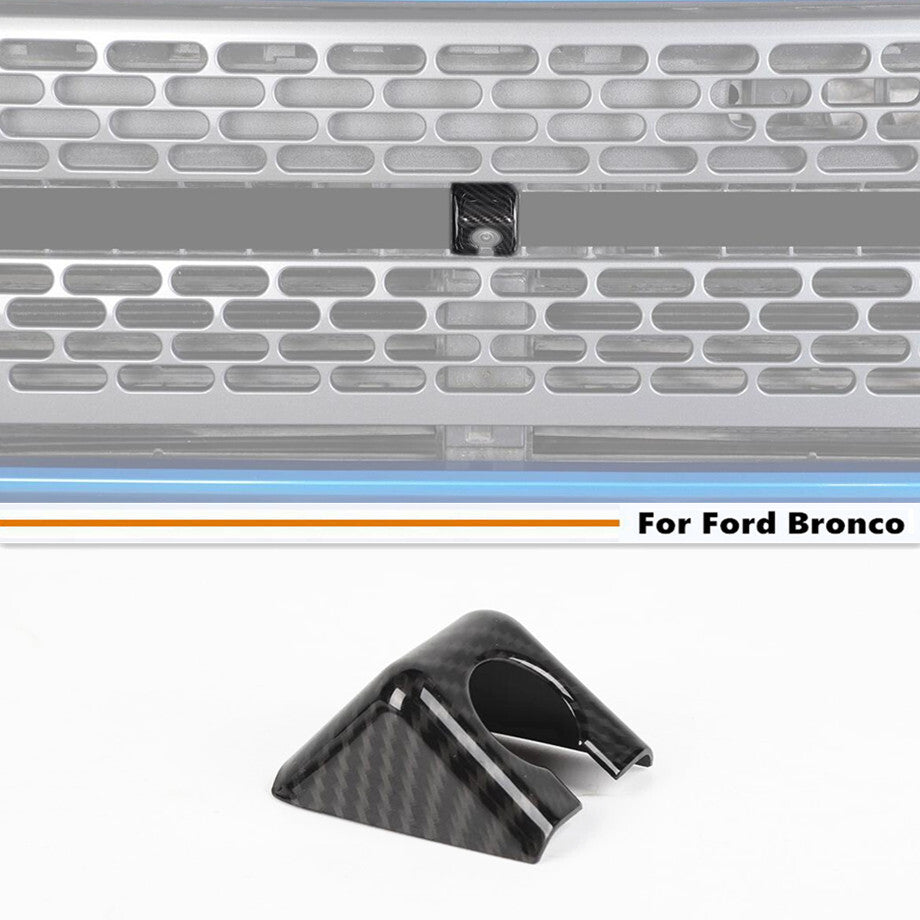 Fit For 2021-2024 Bronco Carbon Front Center Grill Insert Camera Cover Trim v