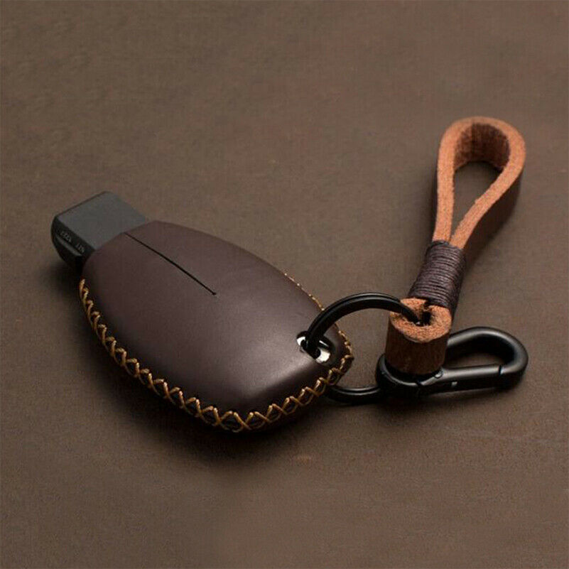 Leather Car Keychain Case Holder Chain for Mercedes Benz Accessories Q