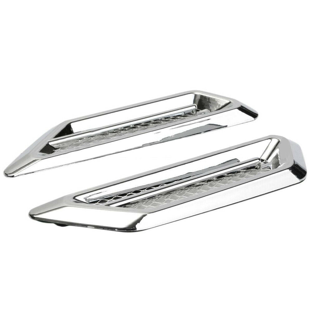 2x Universal Chrome Car Car Air Flow Fender Side Vent Sticker Decor Accessories