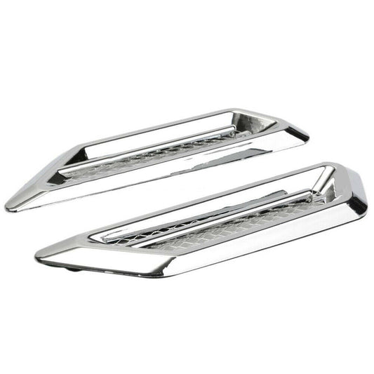 2x Universal Chrome Car Car Air Flow Fender Side Vent Sticker Decor Accessories