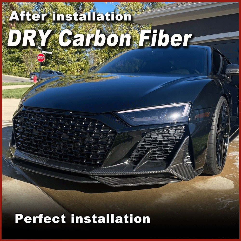 Fit for Audi R8 GT V10 2022UP Dry Carbon Fiber Front Bumper Lip Spoiler Splitter