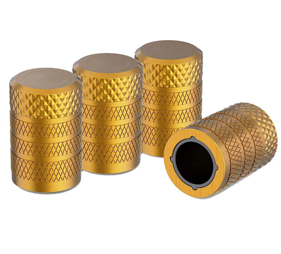 4 Piece Automotive Tire Bonnet Stem Air Dust Cover Dice Gold for Cadillac - v
