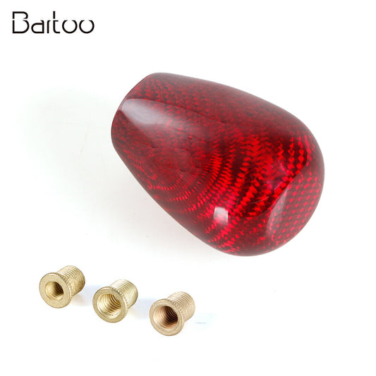 JDM Universal Red Carbon Fiber Automatic Car Gear Shift Knob Shifter 5 6 Speed