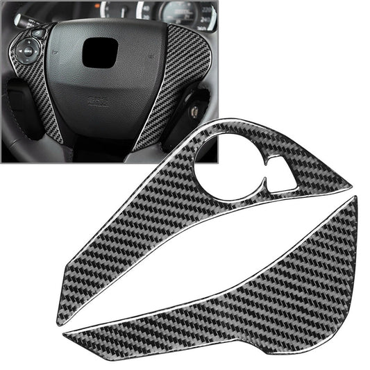 2PCS Steering Wheel Button Cover Carbon Fiber for Honda Accord 2013-2017 Black