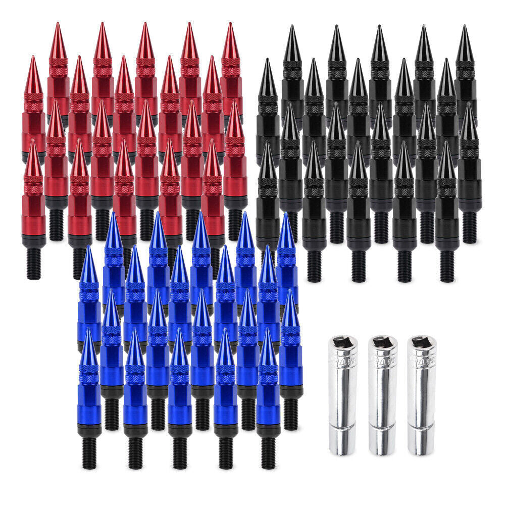 20PCS Racing Wheel Spike Lug Nuts 14x1.5 Lug Bolts Closed End Ball for Seat w/ Key Q