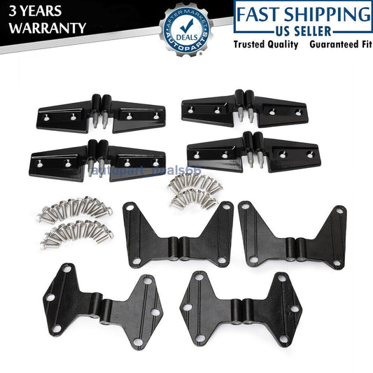 Fit for Jeep for Wrangler JK 07-18 2-Door Black Heavy Duty Body Door Hinge Bracket Set Q