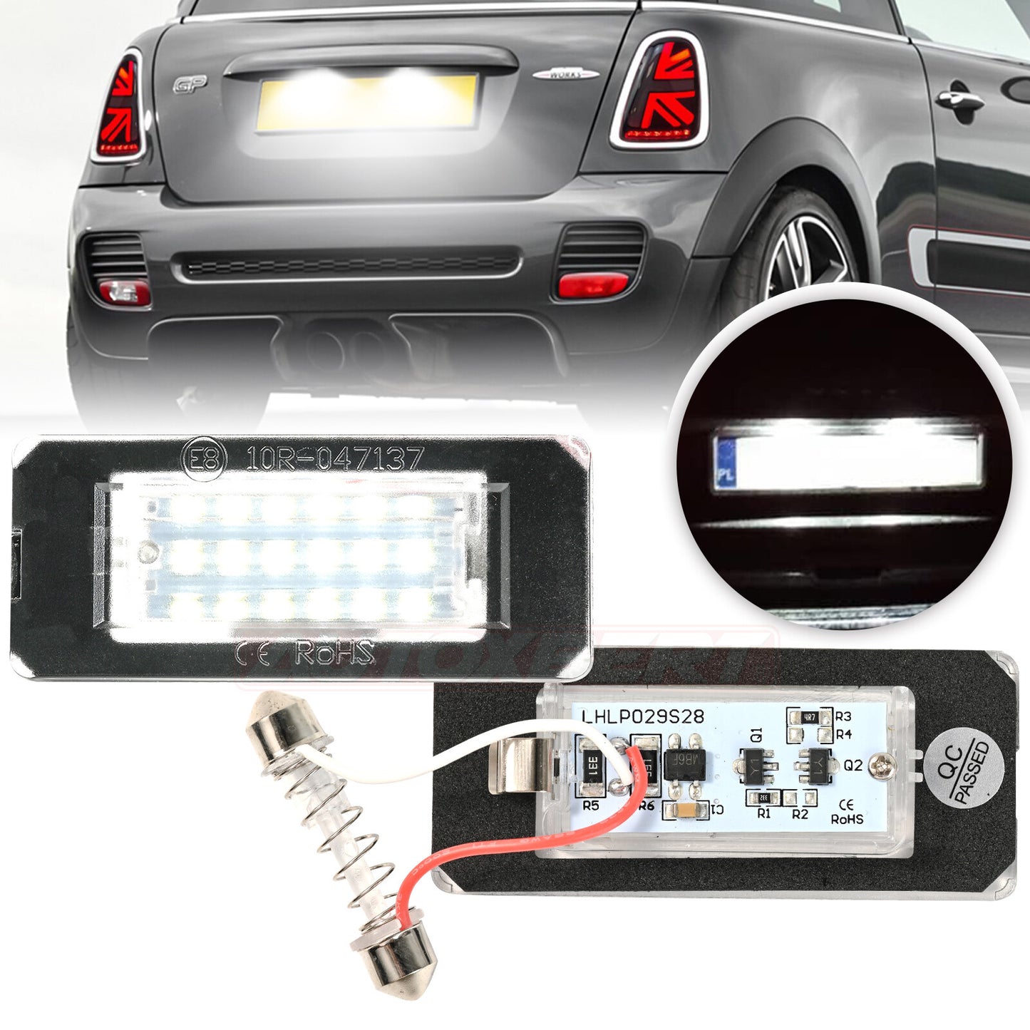 2 X LED License Plate Light for Mini Cooper R56 Xenon Number 6000K R57 R58 R59 S