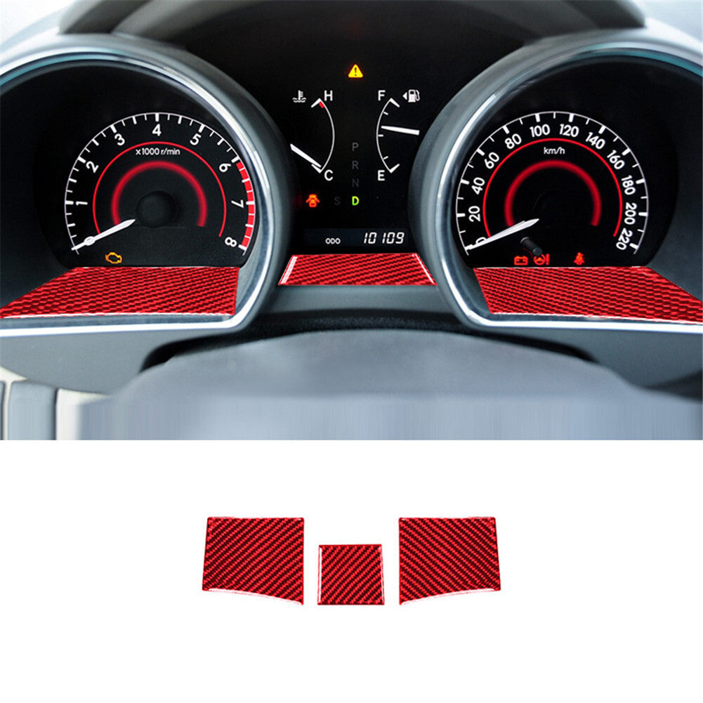 3X Red Carbon Fiber Dashboard Gasket Cover Trim for Toyota Highlander 2008-2013