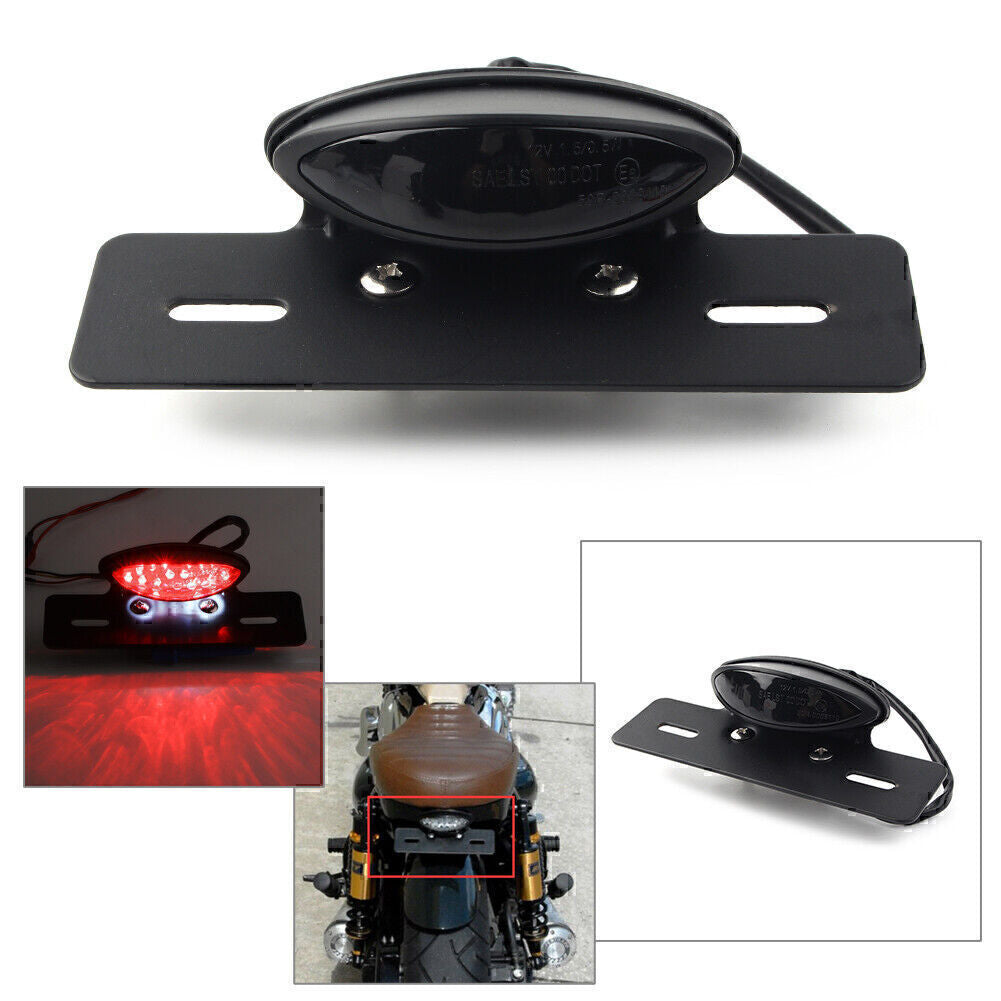 Motorcycle LED Brake Tail Light Turn Signal License Plate Mount for Cafe Racer Q