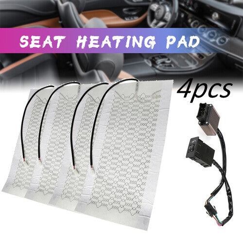 4Pcs Universal Car for Seat Carbon Fiber Heated Cushion for Seat Heater Pad Switch Kit Q
