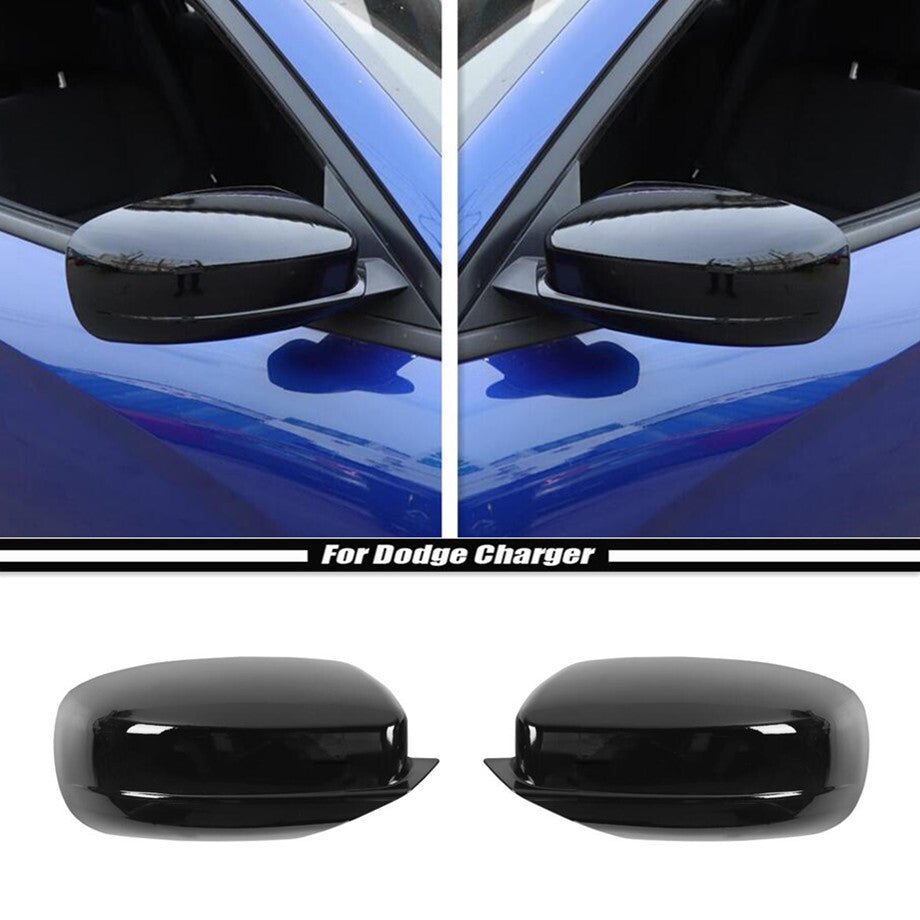 For 2011-2023 for Dodge Charger ABS Gloss Black Look Side Mirror Decor Cover Trim 2P v