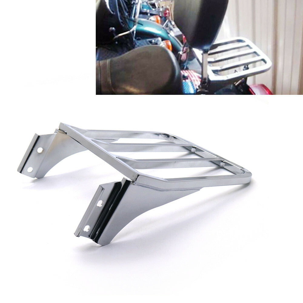 Chrome Sissy Bar Backrest Luggage Rack Rear Carrier for Harley Dyna FLSTS FXST
