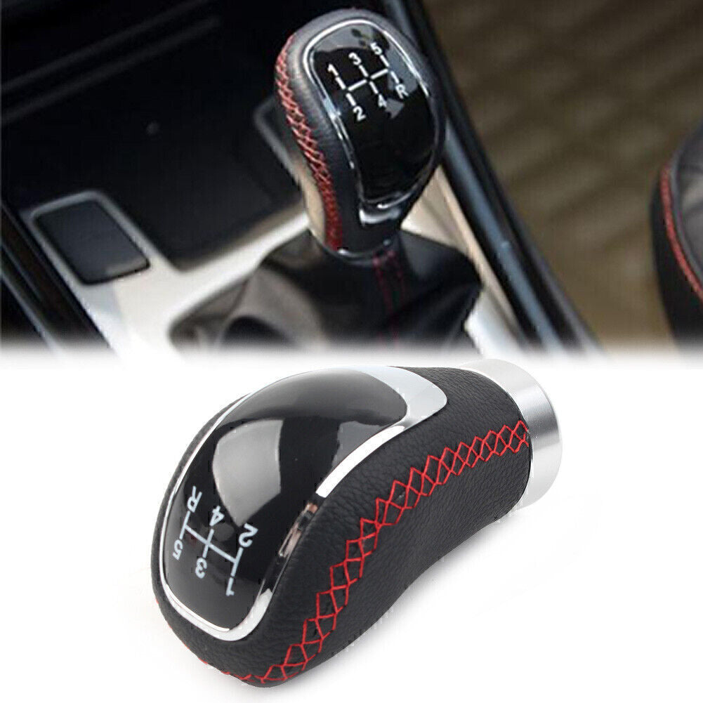5 Speed Universal Leather Car Manual Gear Stick Shift Lever Head Black Q