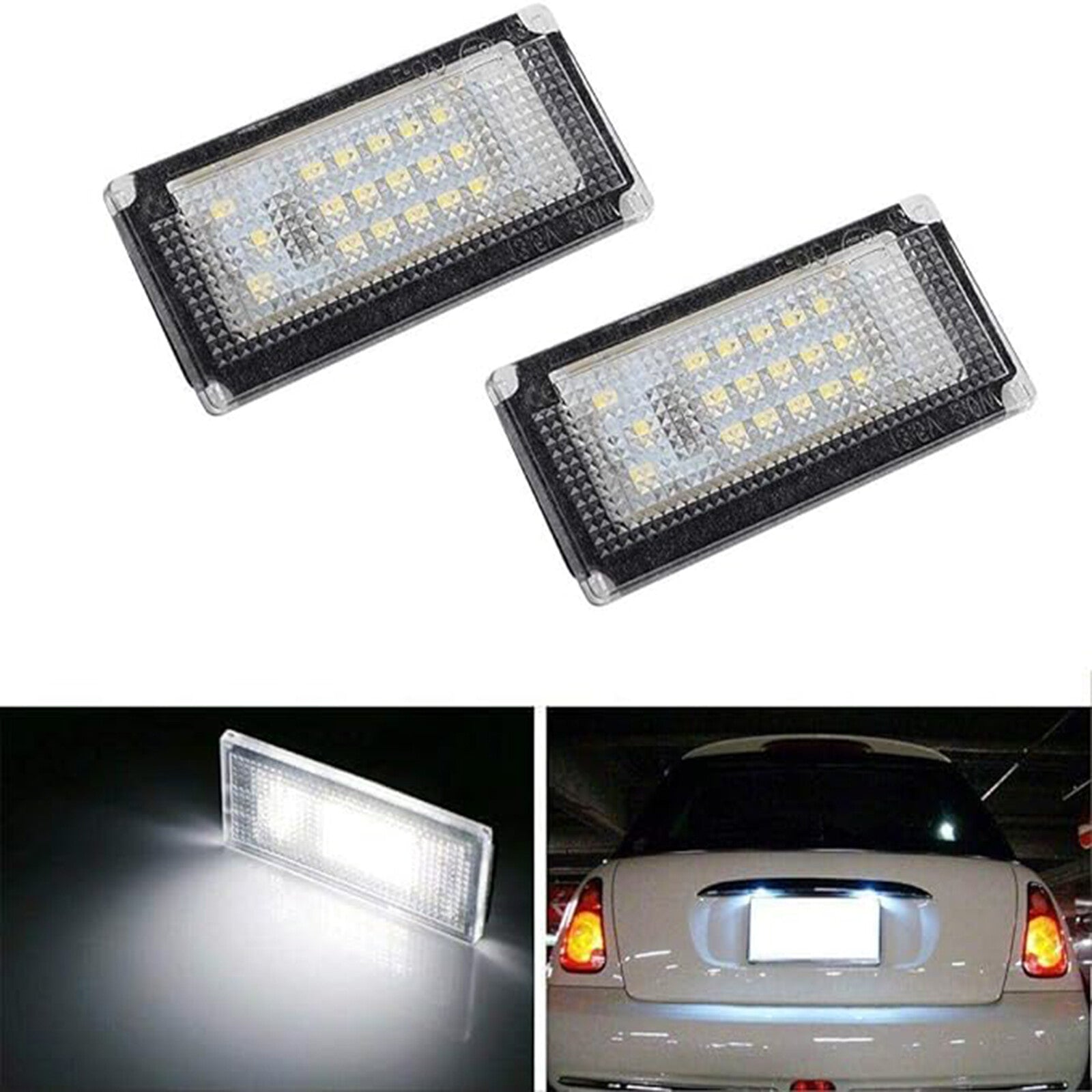 2x License Plate Lights for Mini Cooper R50 01-06 R52 Convertible 04-08 R53 02-06 Q