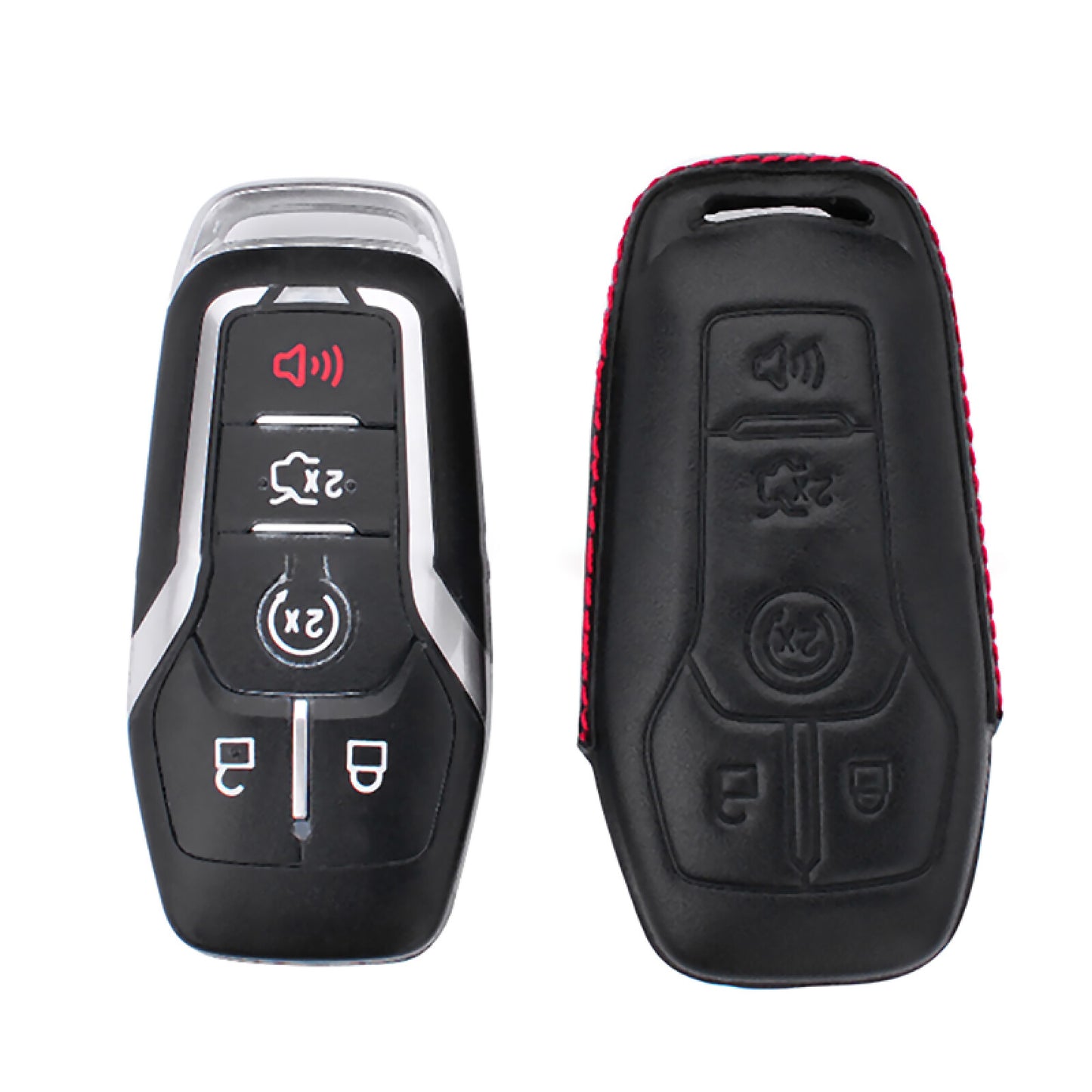 5-Button Leather for Smart Key Case Fob Cover for Ford for Mustang Explorer F150