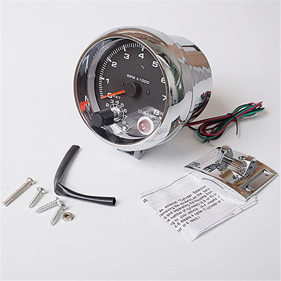 Universal For 4 6 8 Cylinder Engines 3.75 7 LED Car Tachometer Gauge 0-8000 RPM Q
