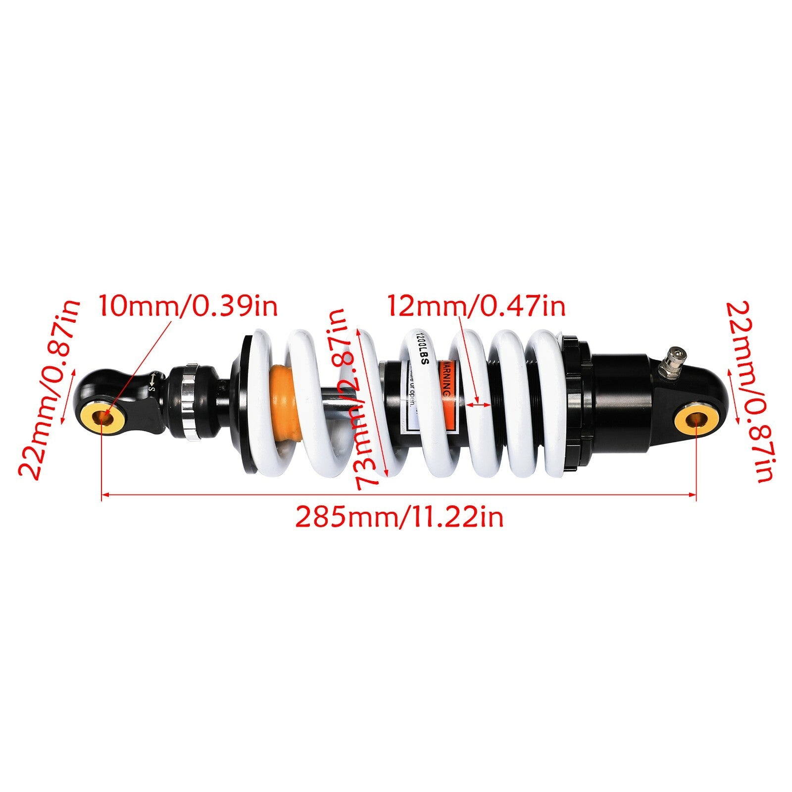 280mm rear shock absorber for Dirt Pro motorcycles, bicycles, and UTVs.